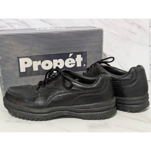 Propet Men's Black Solid Leather Tie Waterproof Comfort Shoes Size 9.5 - Picture 1 of 8